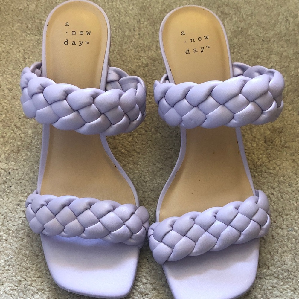 a new day Lavender Braided Double-Strap Heeled Slides
